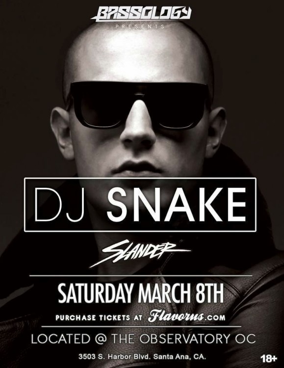 DJ Snake Tickets The Observatory Sat. March 8th 2014!