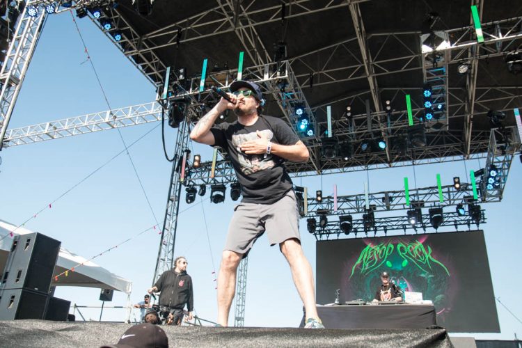 Aesop Rock belts fan favorite "None Shall Pass" on the Bigfoot Stage. (Aaron Nelson)